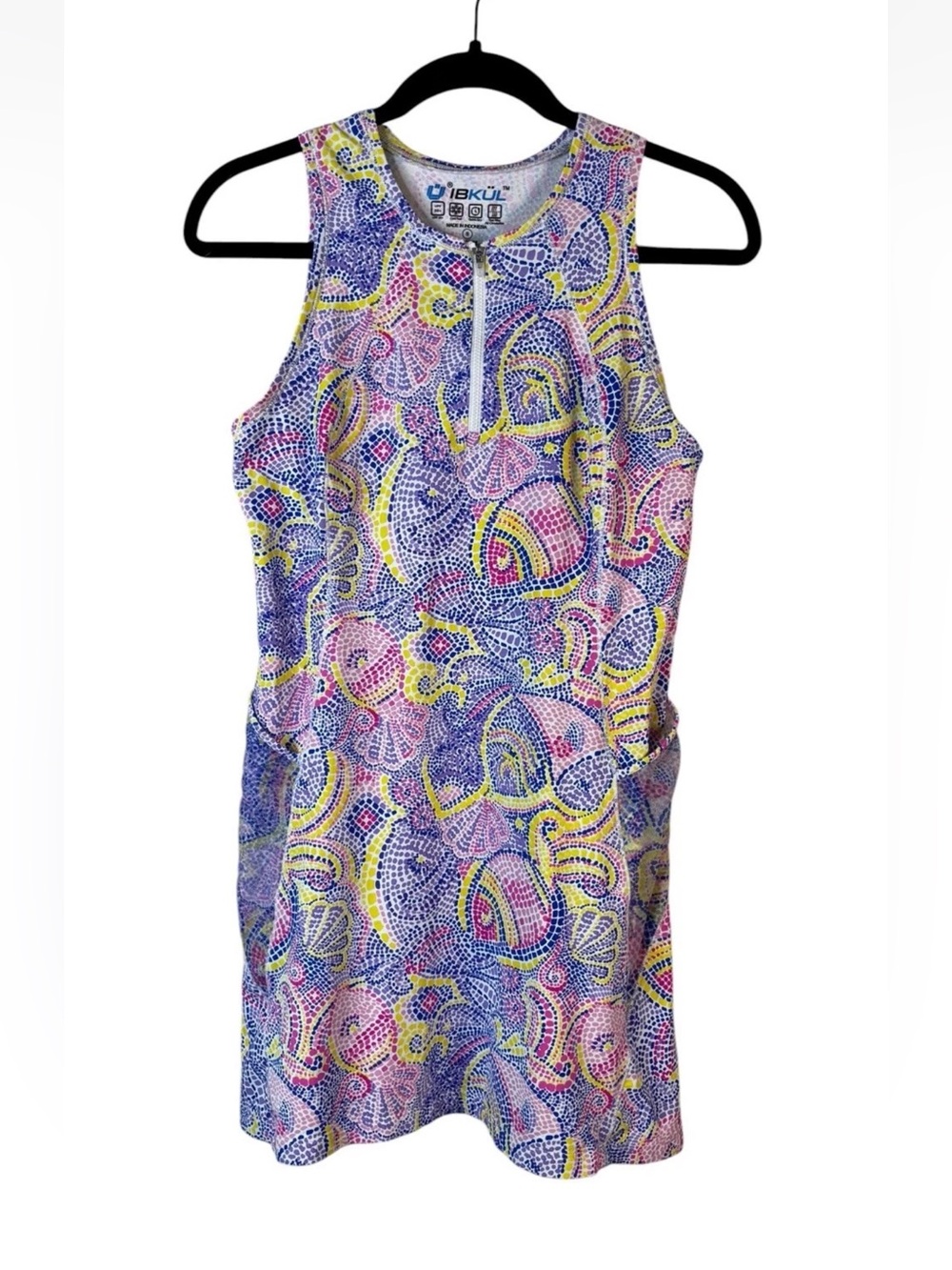 IBKUL Blue Multi Mock Golf Dress Size Small S Lightweight Outdoor Dress